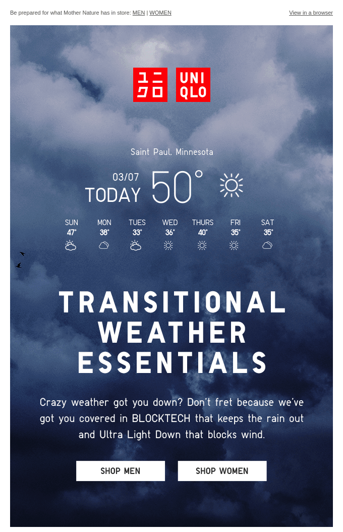 Uniqlo's location-based email offer