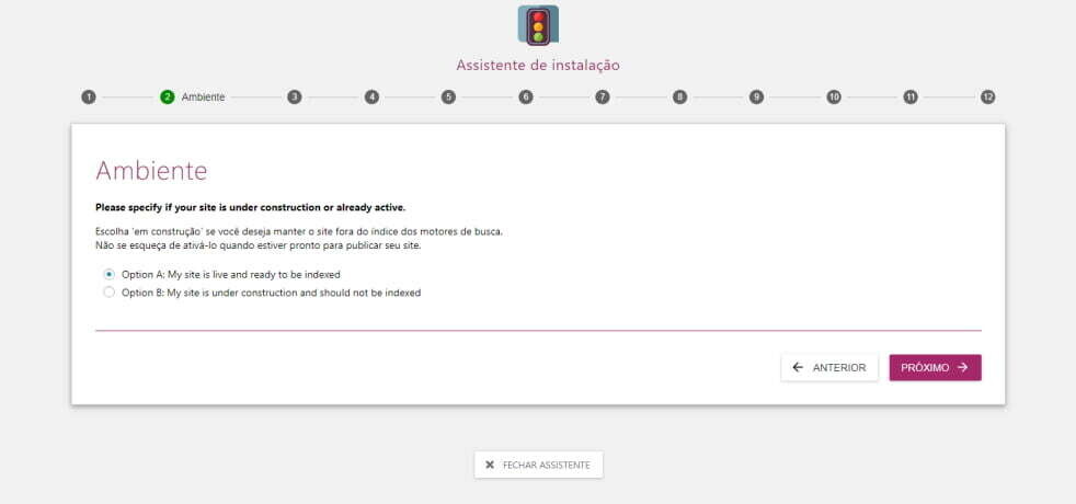 ambiente de configuração do yoast