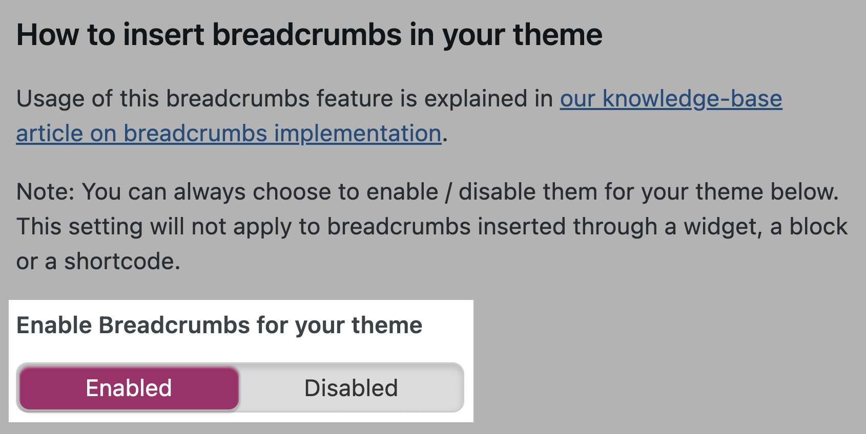 yoast เปิดใช้งาน breadcrumbs