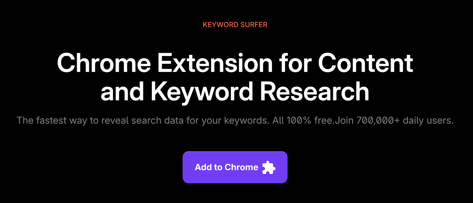 keyword research tool homepage has a cta for adding the extension to chrome