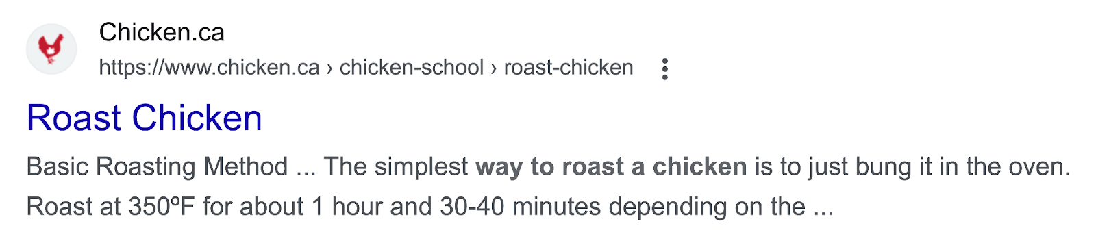 typical search listing for roast chicken