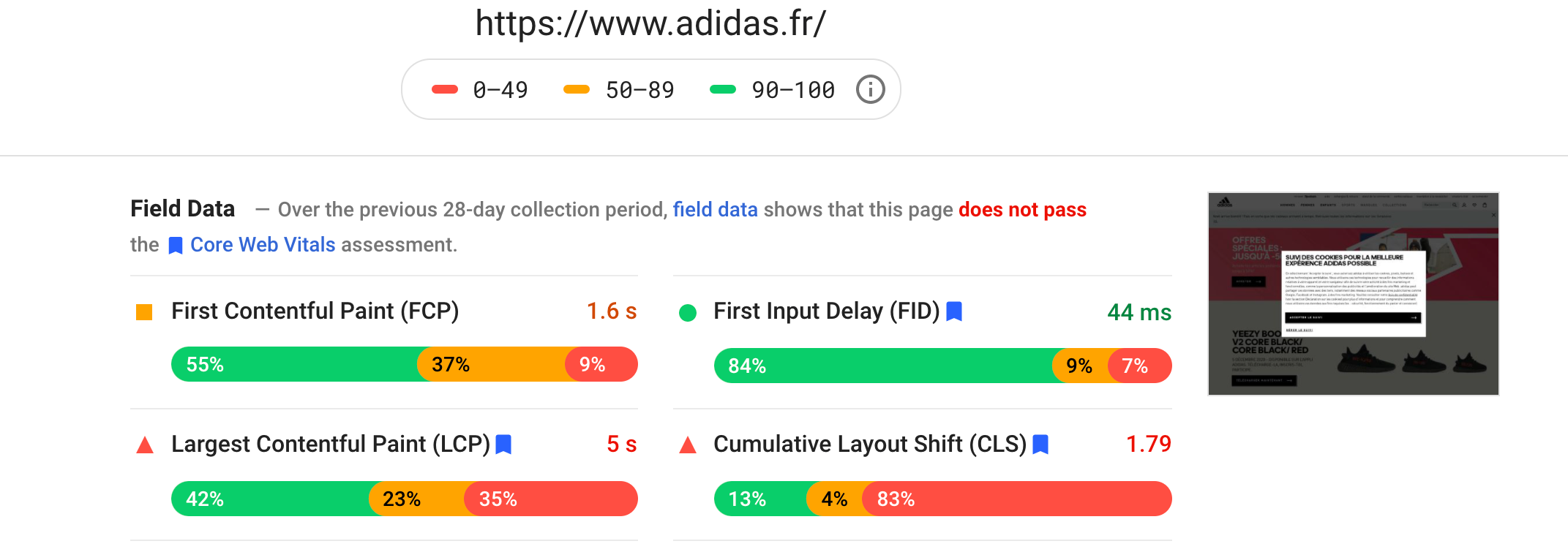 adidas pagespeed