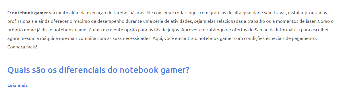 exemplo de texto para e-commerce