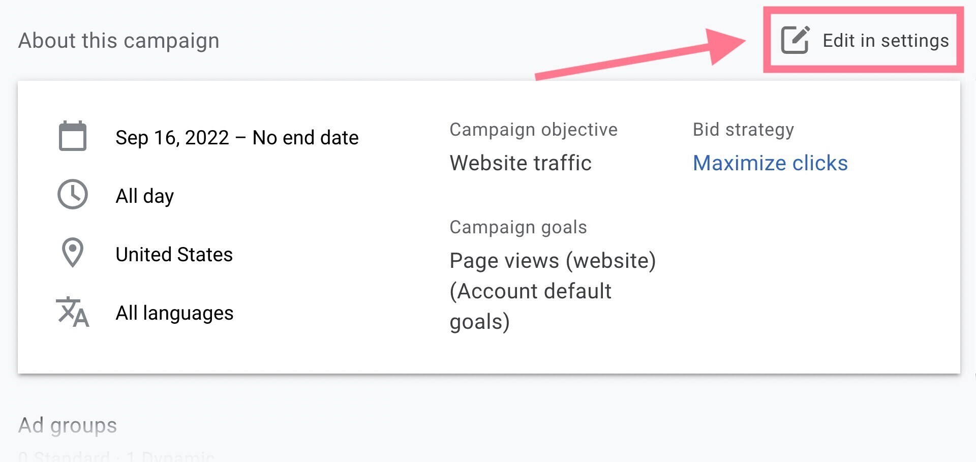 google ads campaign summary