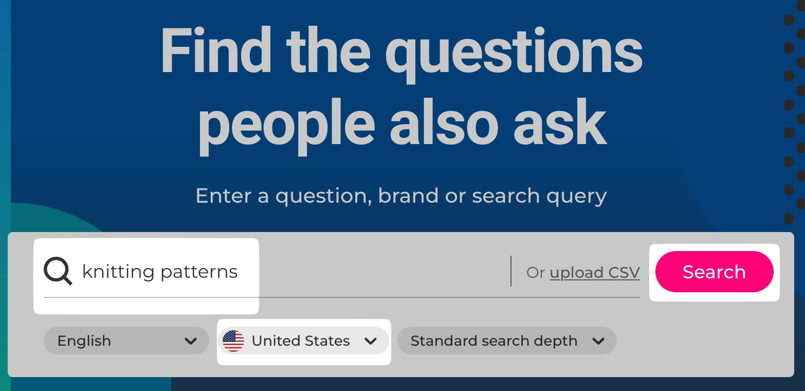 sear،g for "knitting patterns" in AlsoAsked