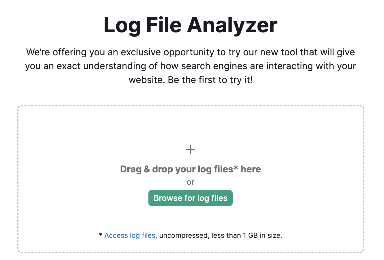 Semrush’s Log File Analyzer tool