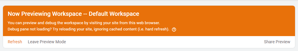 Google Tag Manager Workspace preview orange banner
