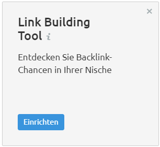 Projekte-Dashboard: Link Building Tool