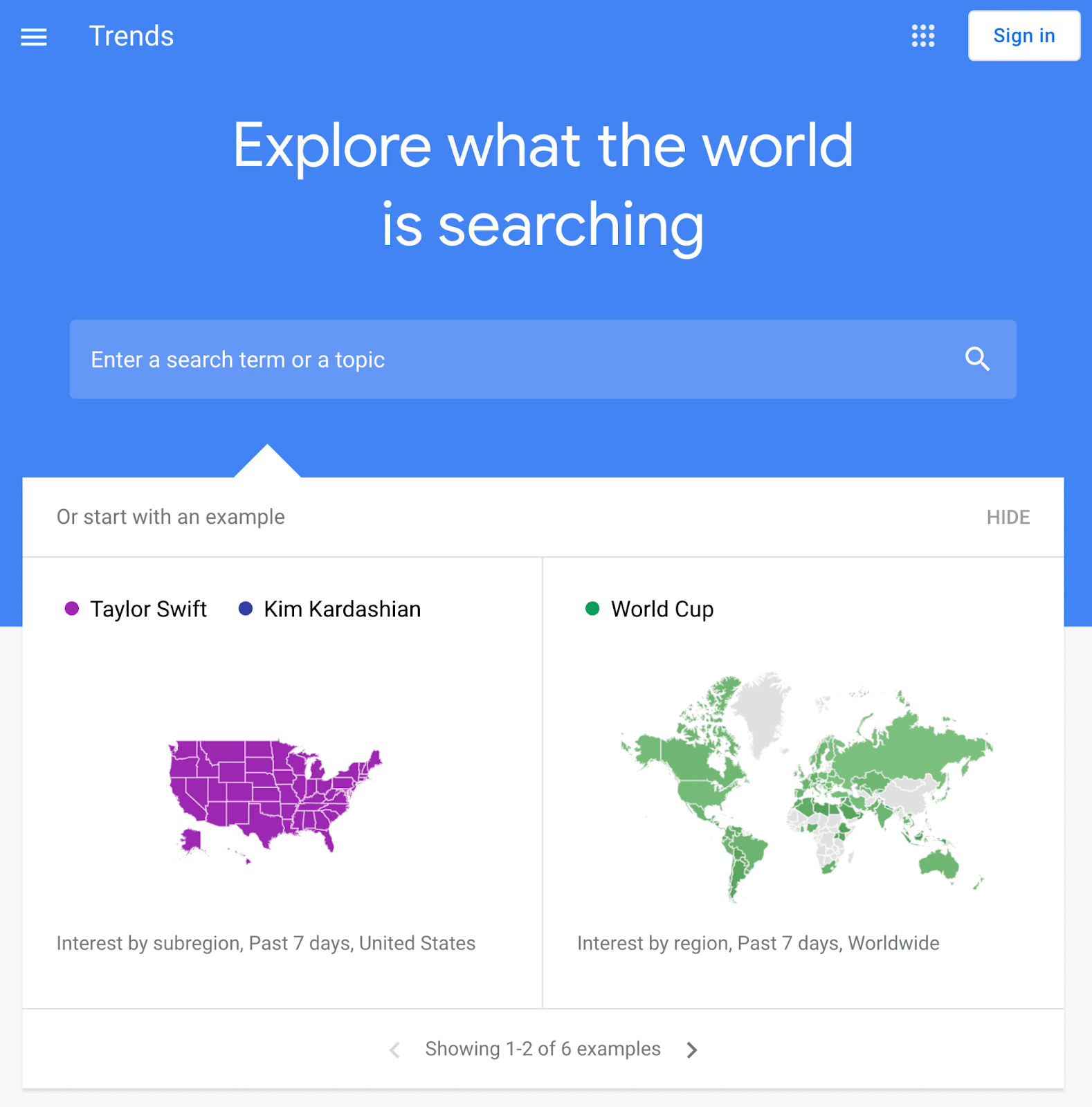 google trends homepage