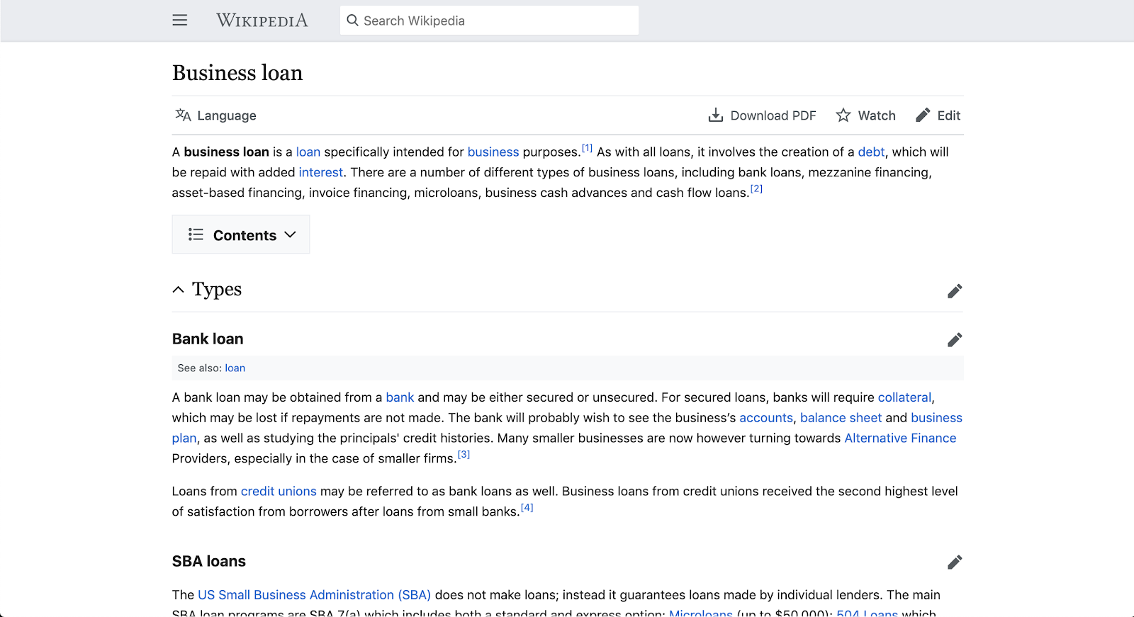 Example page from wikipedia