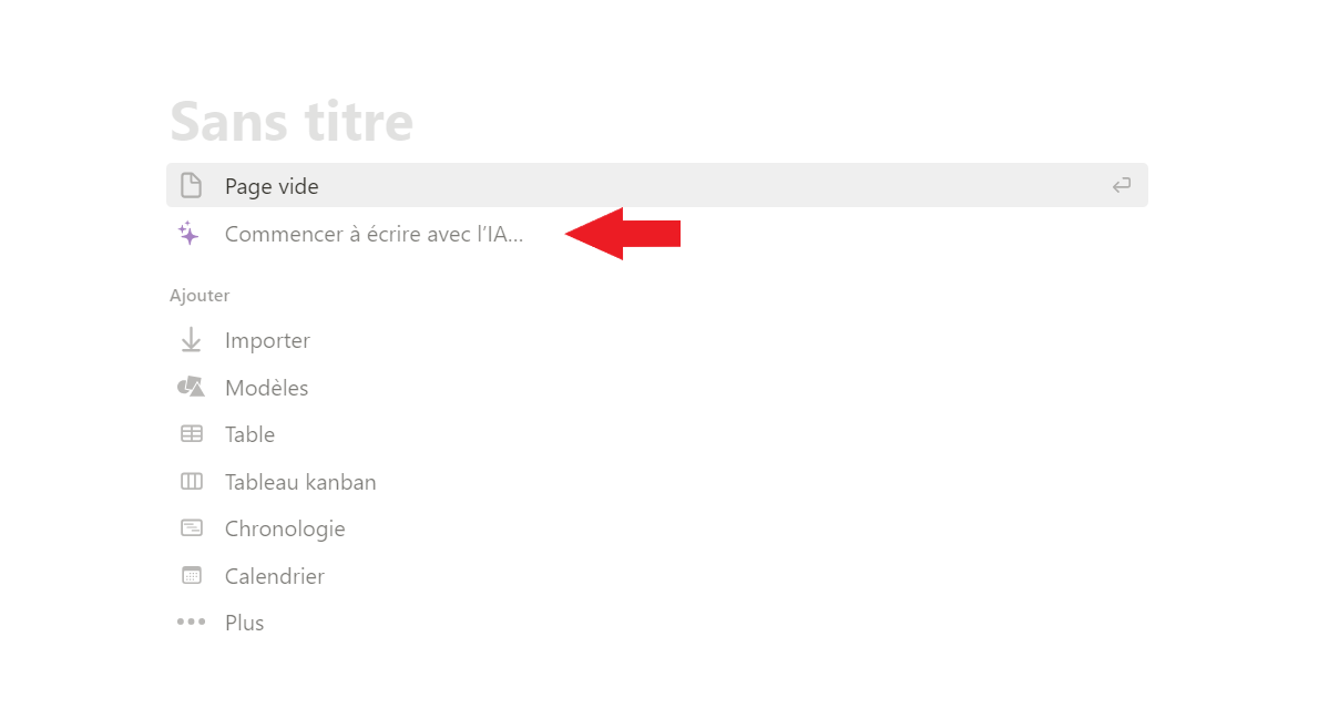 Notion, Commencer à écrire avec l'IA