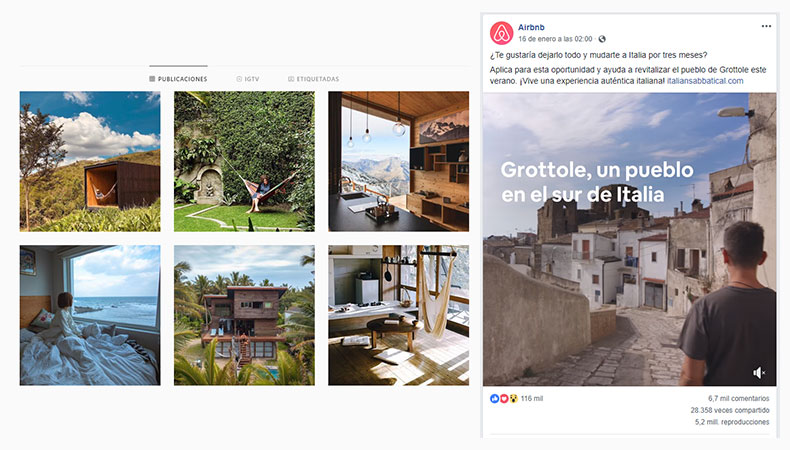 Agencia de social media - Ejemplo de contenidos Airbnb