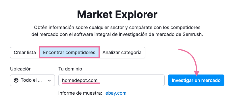 Encontrar competidores con Market Explorer