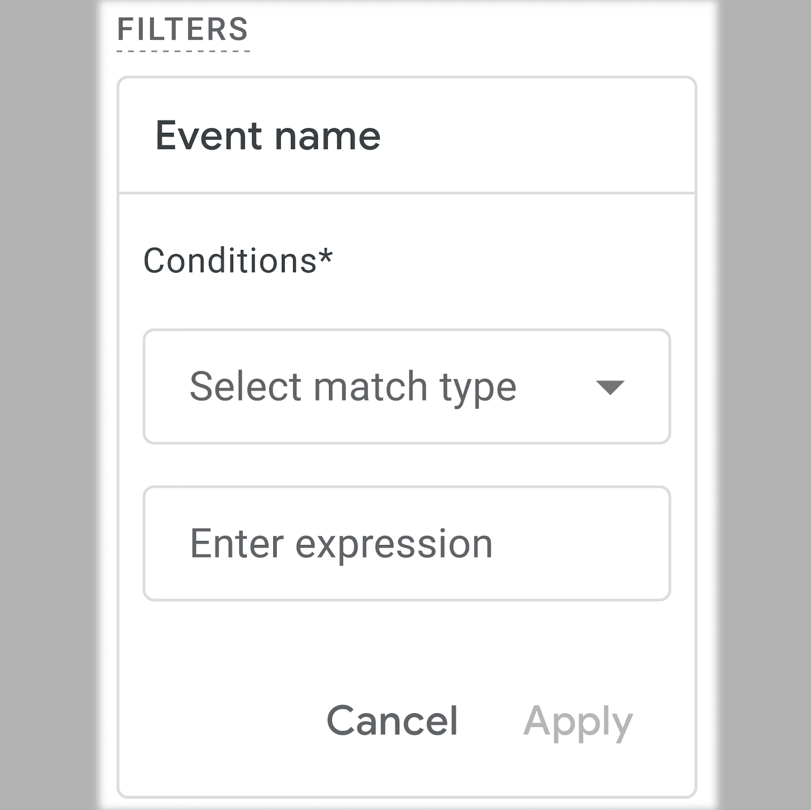 Event name conditions fields