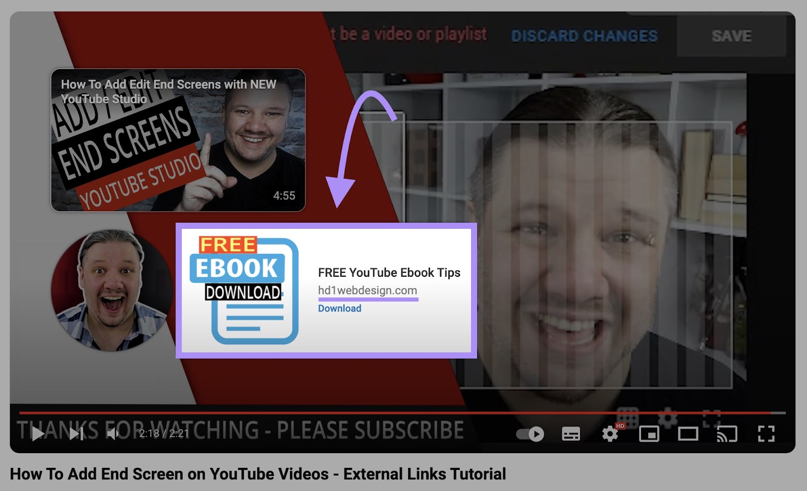 End-screen link on YouTube video