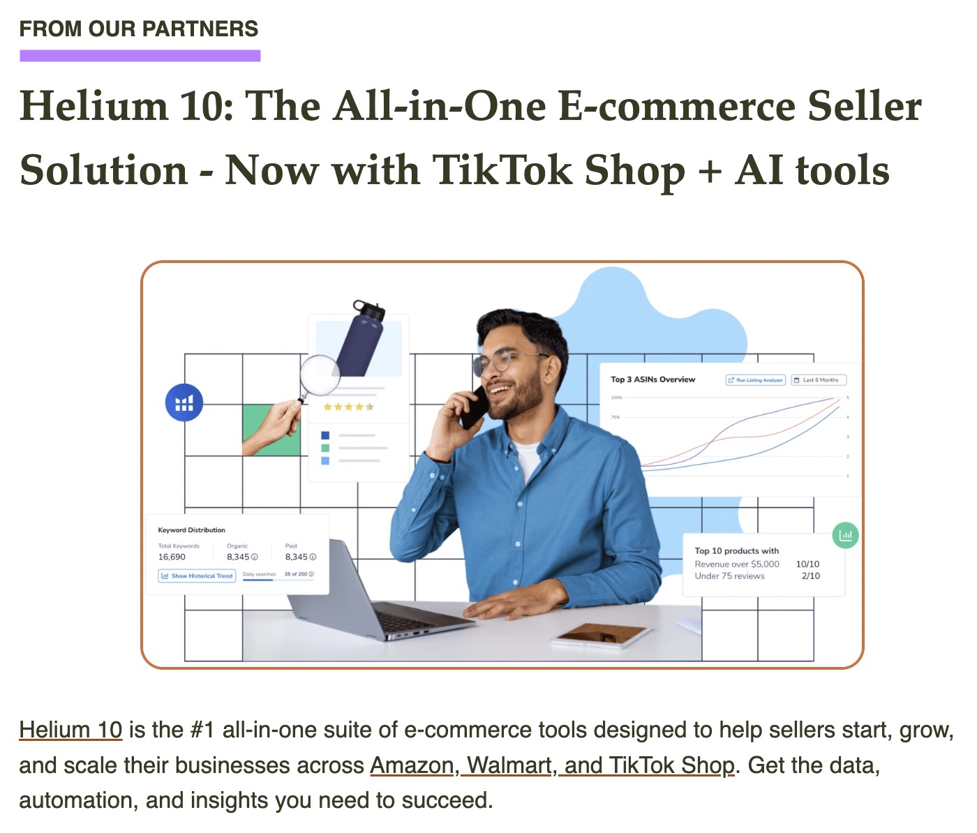 A sponsored placement by Helium on an email newsletter.