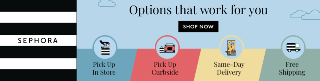 Sephora’s display ad for delivery and pick-up options