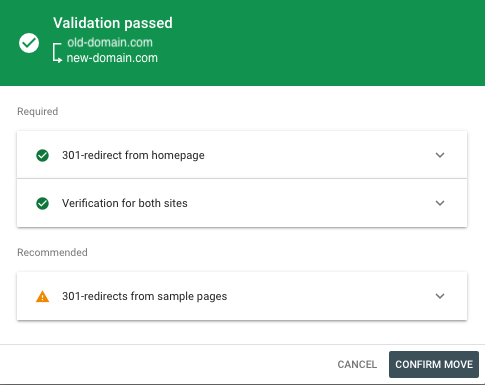 "Validation passed" page in GSC