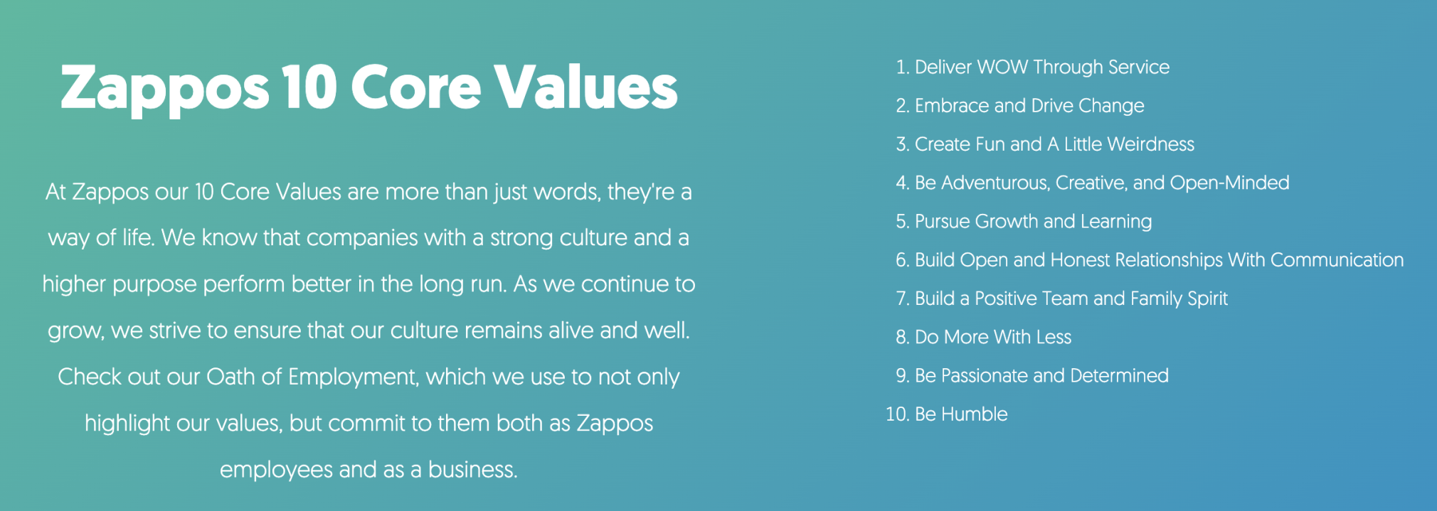 Zappos core values