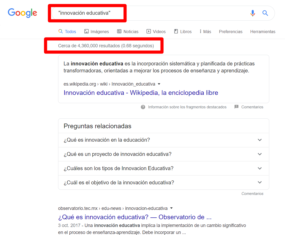 Linkbuilding de calidad - Resultados en las SERPs con comillas