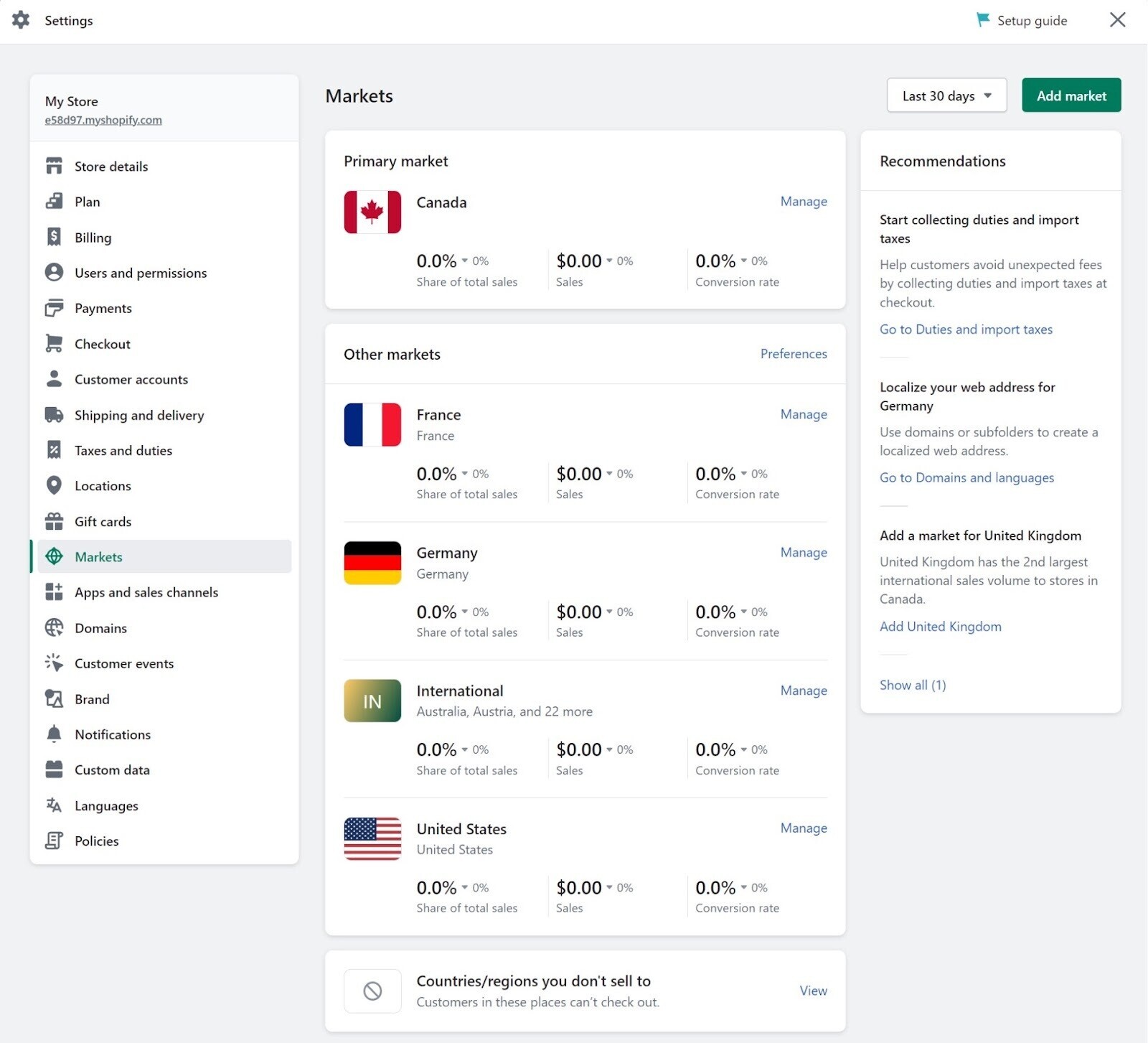 adding different markets in Shopify’s Translate & Adapt app