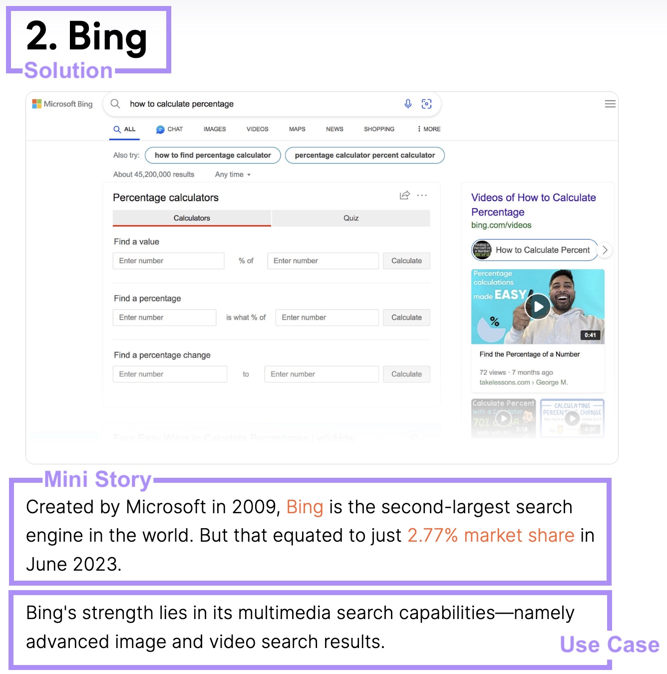 Bing's mini story from Semrush's listicle on best search engines