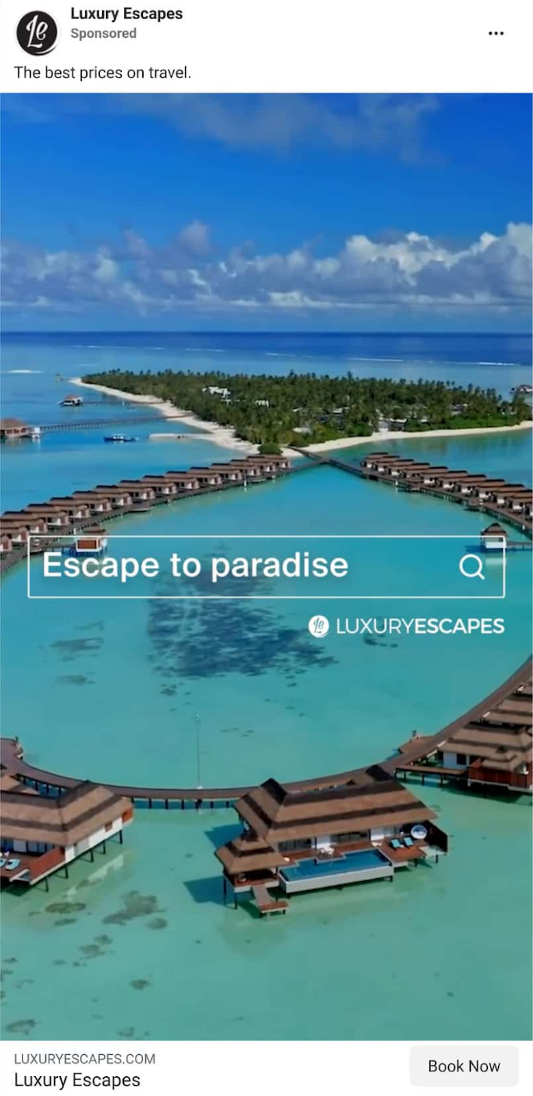 Luxury Escapes's Instagram ad for the best prices on travel