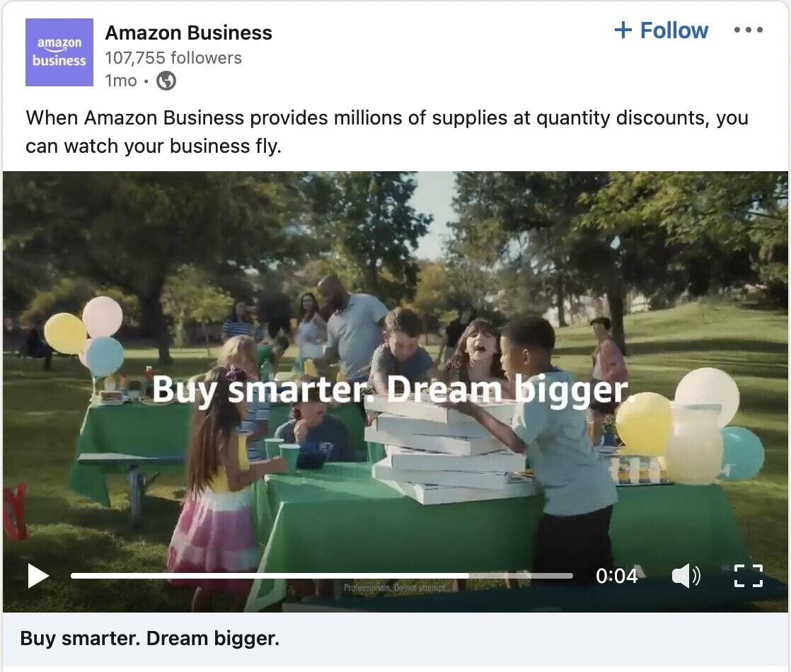 an example of a LinkedIn ad from Amazon Business