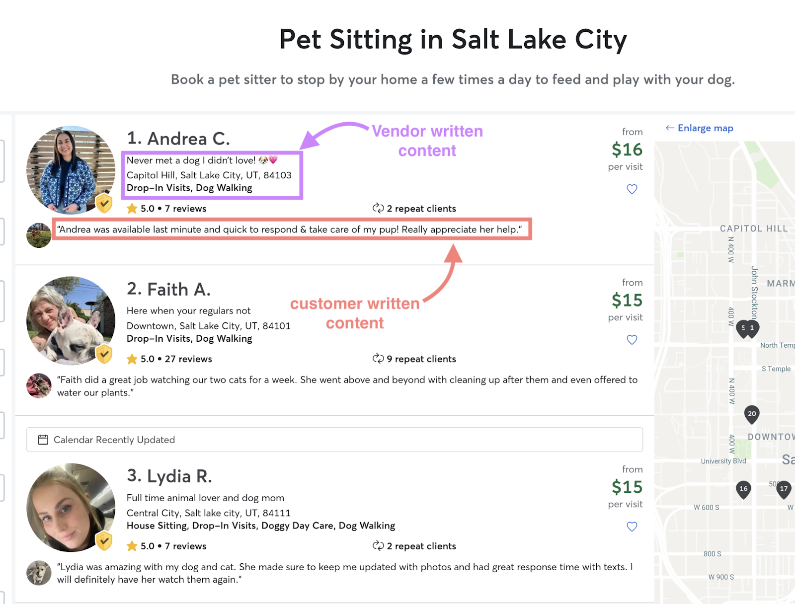 Rover's "Pet Sitting in Salt Lake City" page