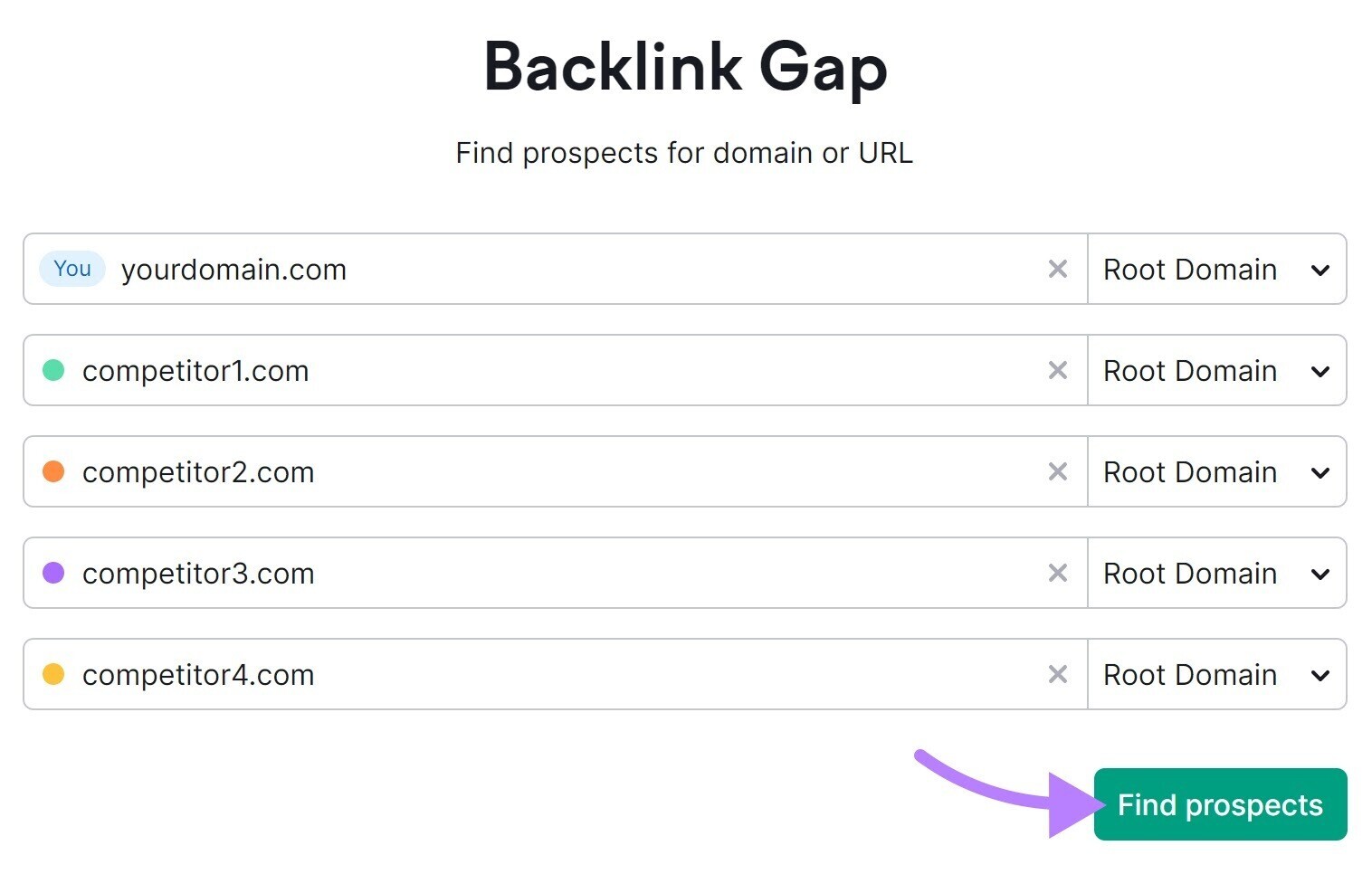 Backlink Gap search bar