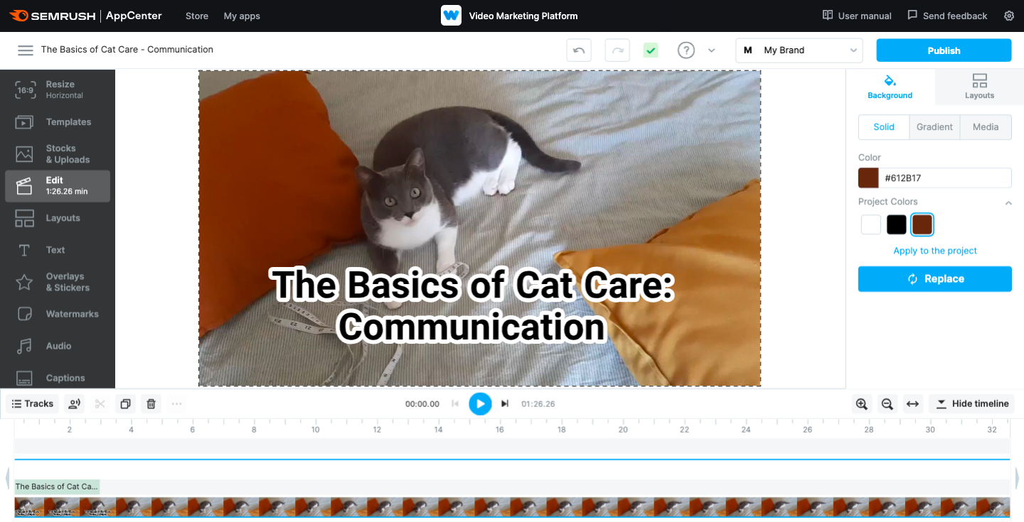 A screenshot of an uploaded video in the Video Marketing Platform dashboard.