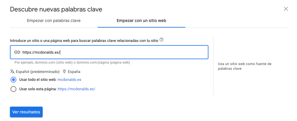 Introduce palabras claves específicas para obtener nuevas ideas.