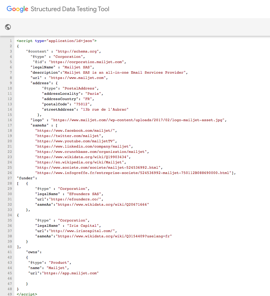 json-ld extended corporation schema