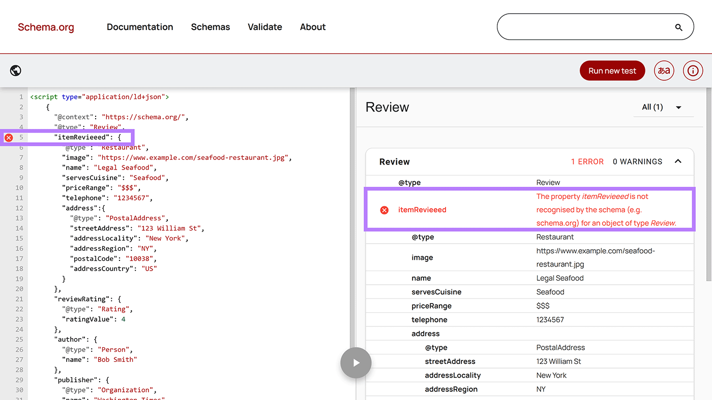 Schema.org proceedings results pinch strategy accusation errors highlighted.