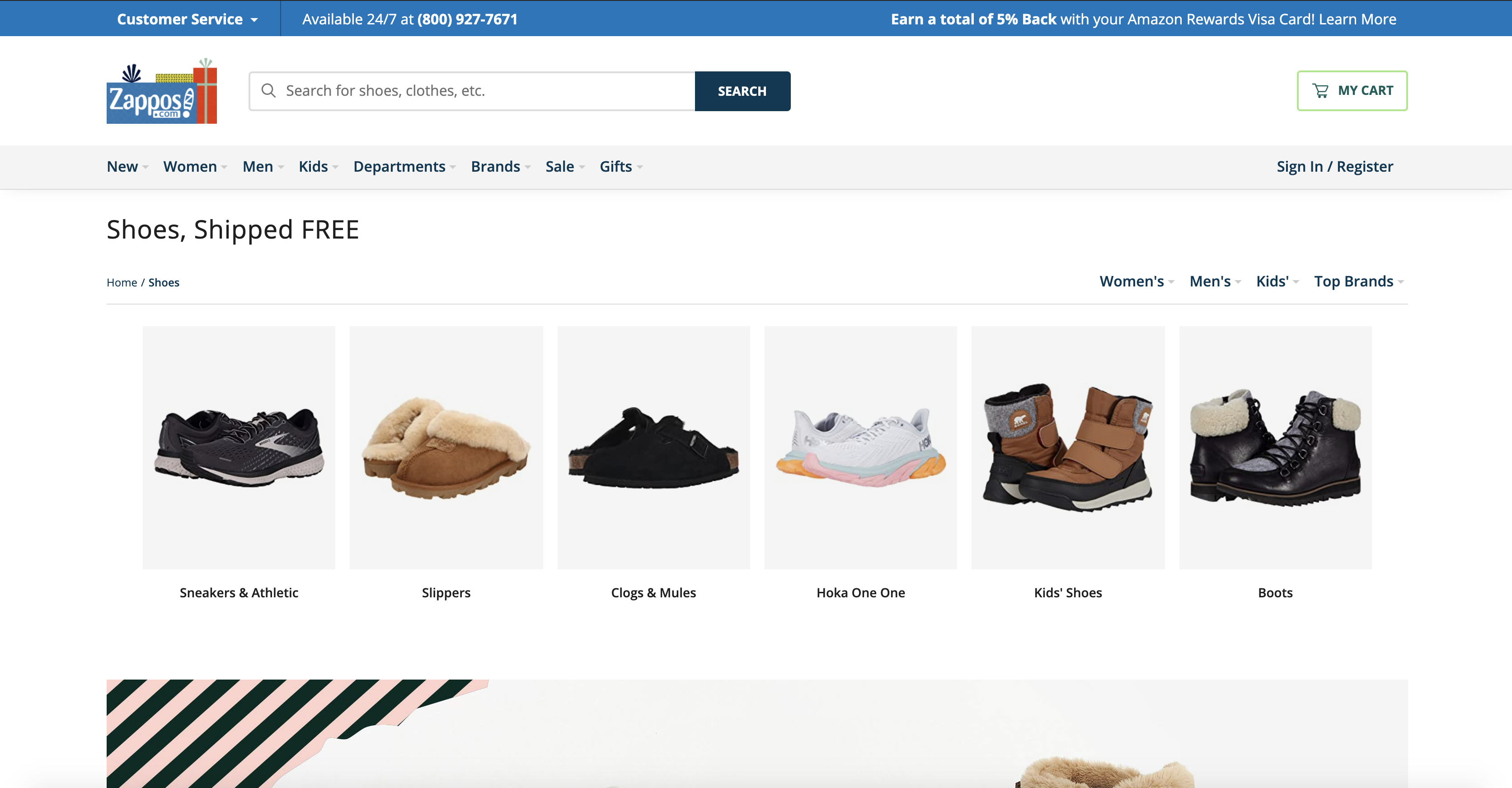  Screenshot der Seite Zappos Shoes