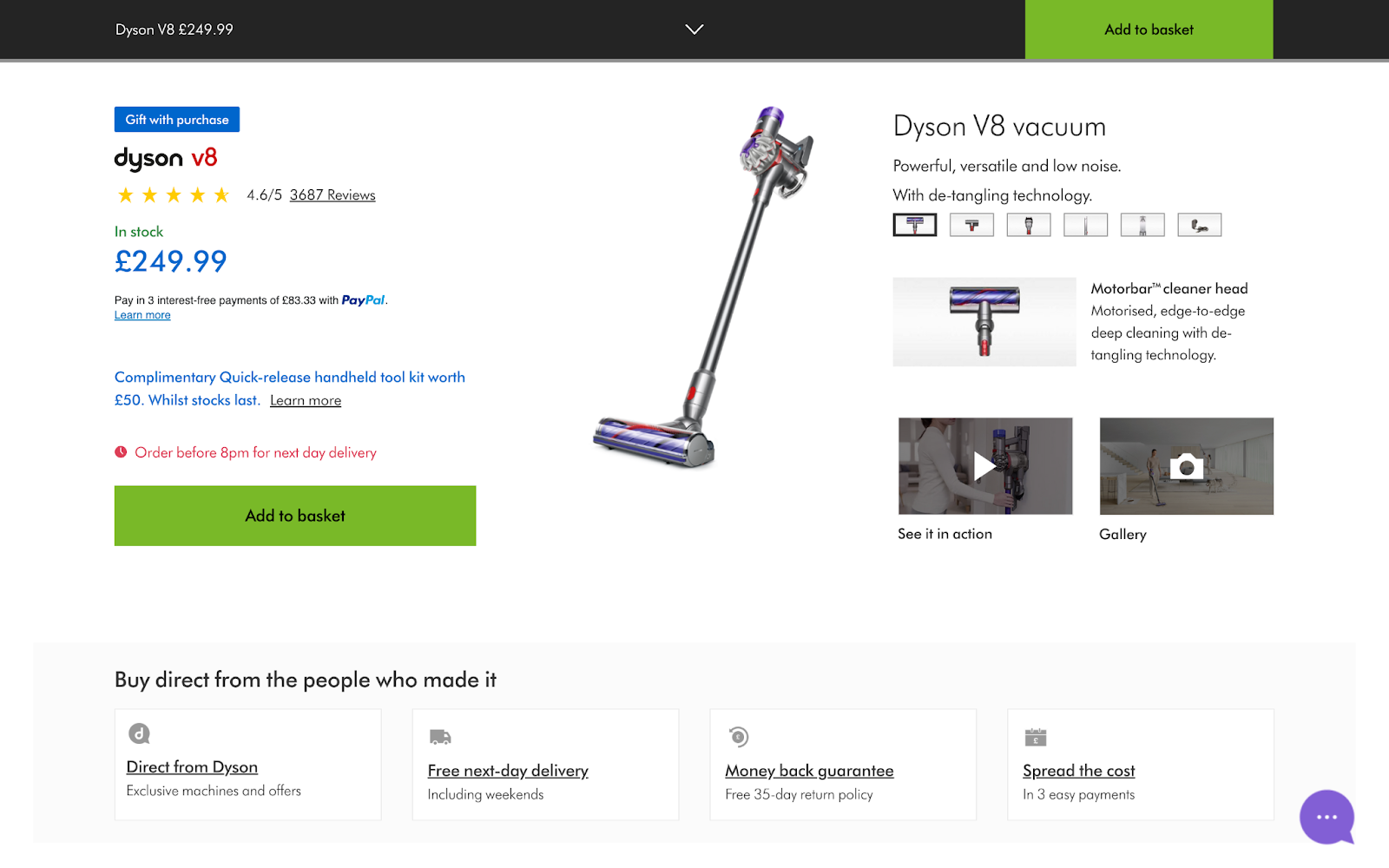 Dyson product page