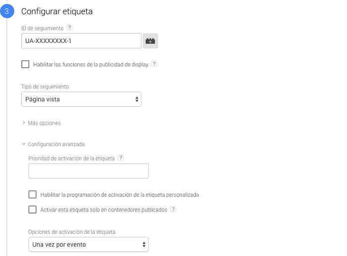 Configurar etiqueta en Tag Manager