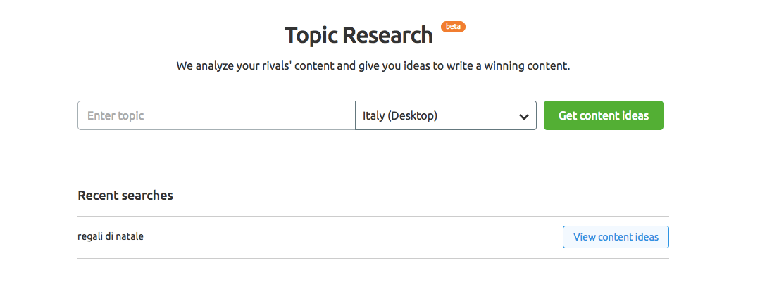 Topic Research: il nuovo tool di SEMrush per i content marketer