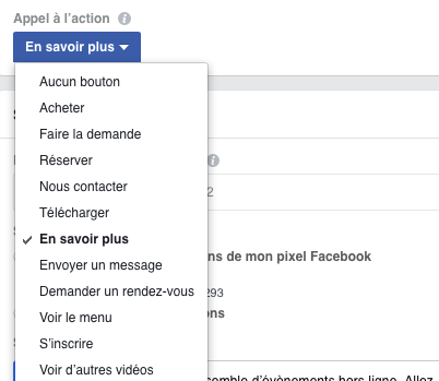 Bouton d'appel à l'action sur Facebook