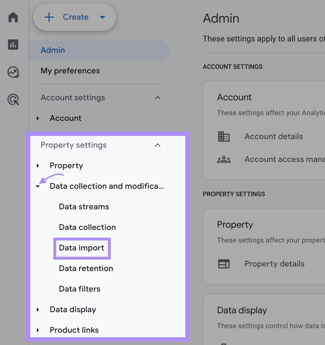 “Property settings" model   successful  GA4