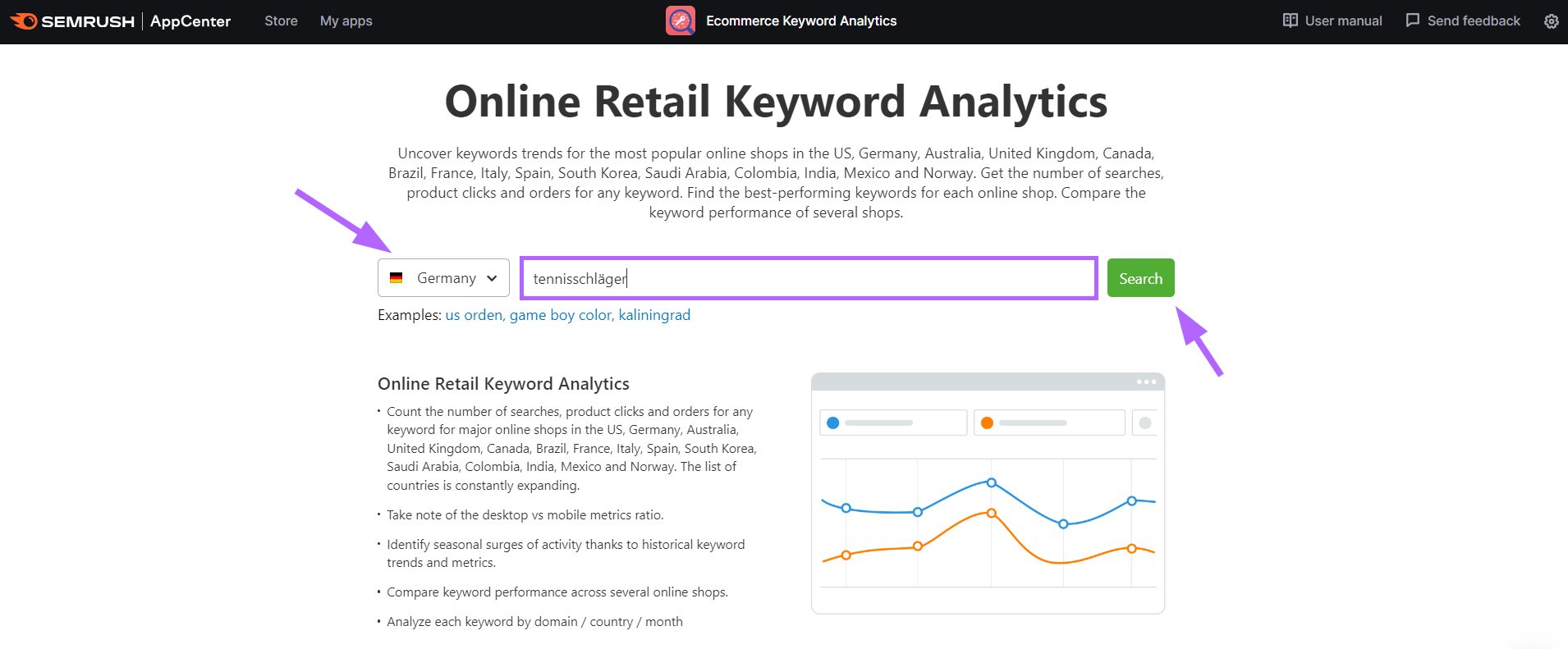 Ecommerce Keyword Analytics: Abfrage