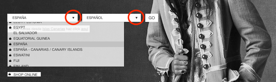 Ux design: simboli standard per un menu a discesa in un sito multilingue