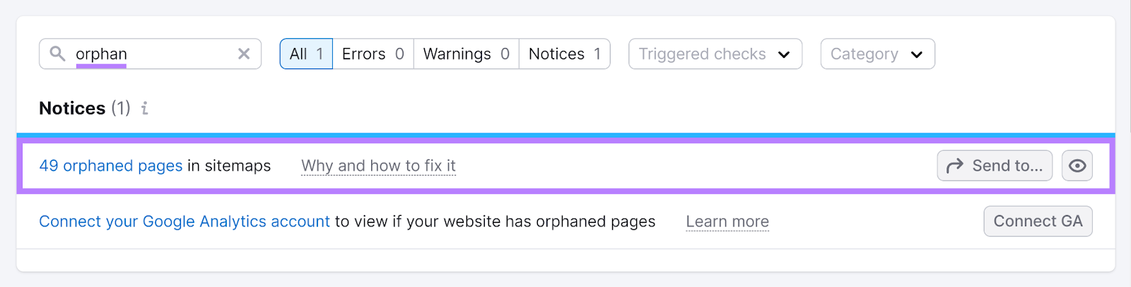 Issues with 49 orphaned pages highlighted successful  hunt  results