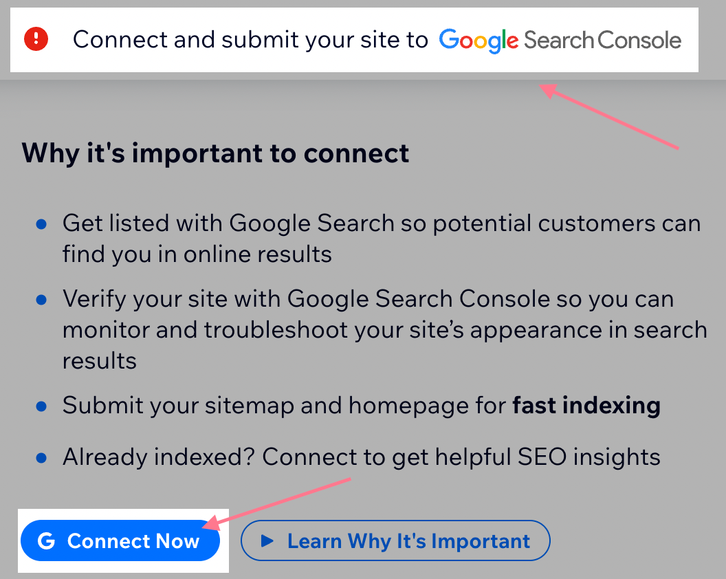 Connect and submit your site to Google Search Console