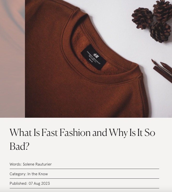 “What Is Fast Fashion and Why Is It So Bad?” page by Good on You