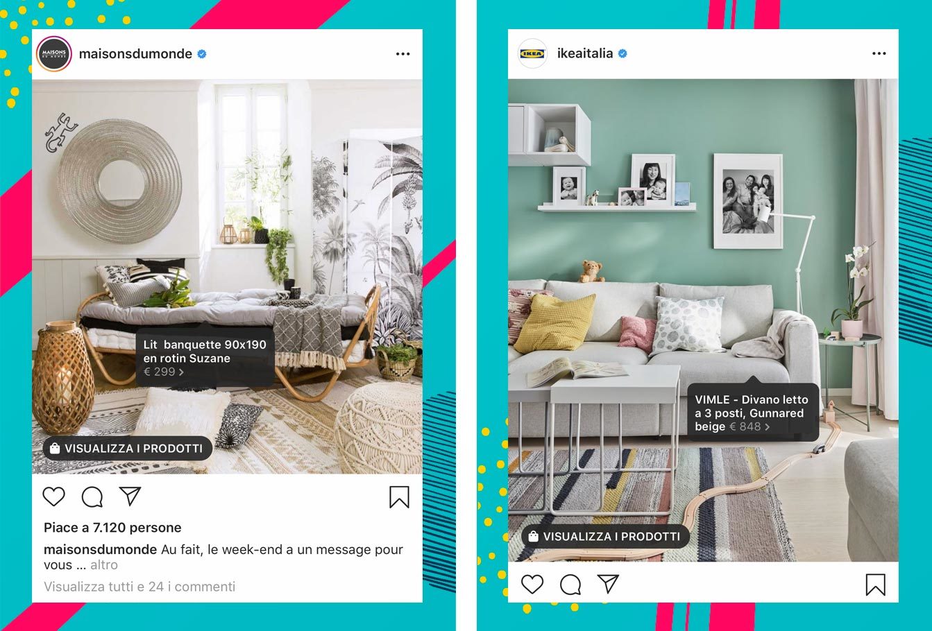 Esempi Instagram Shopping arredamento