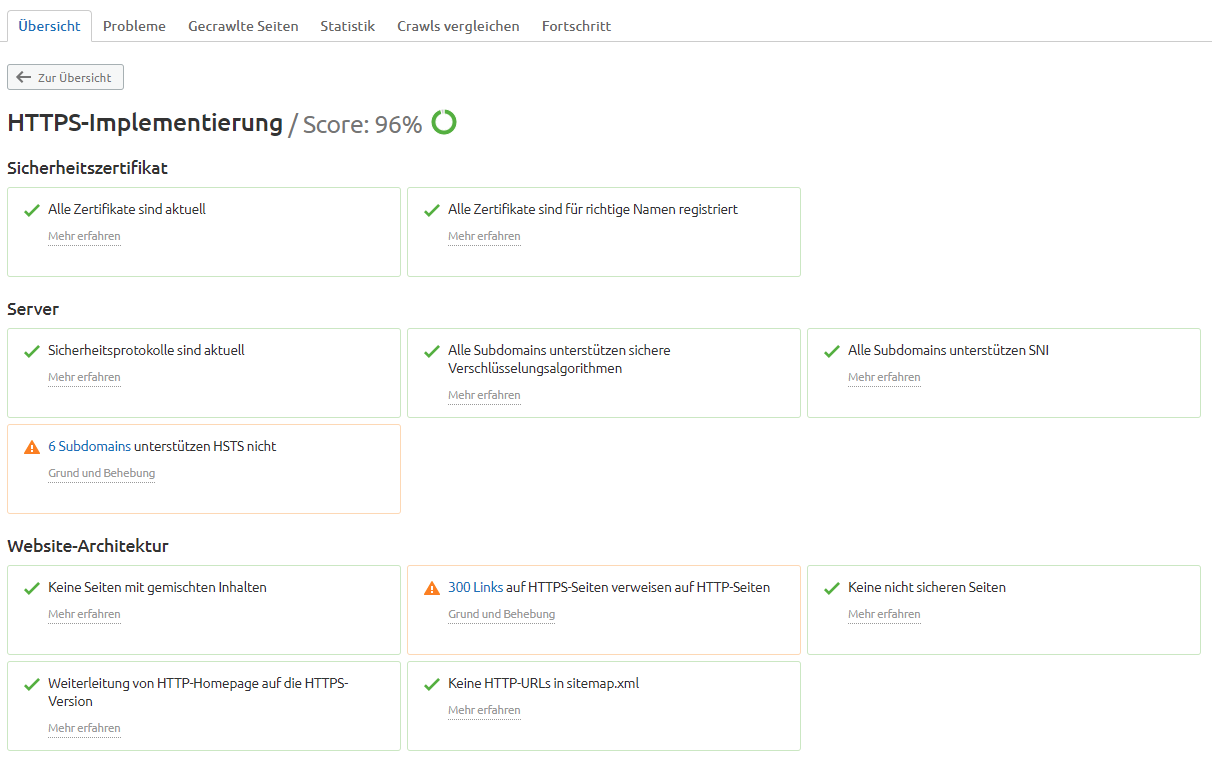 Site Audit: HTTPS-Implementierung