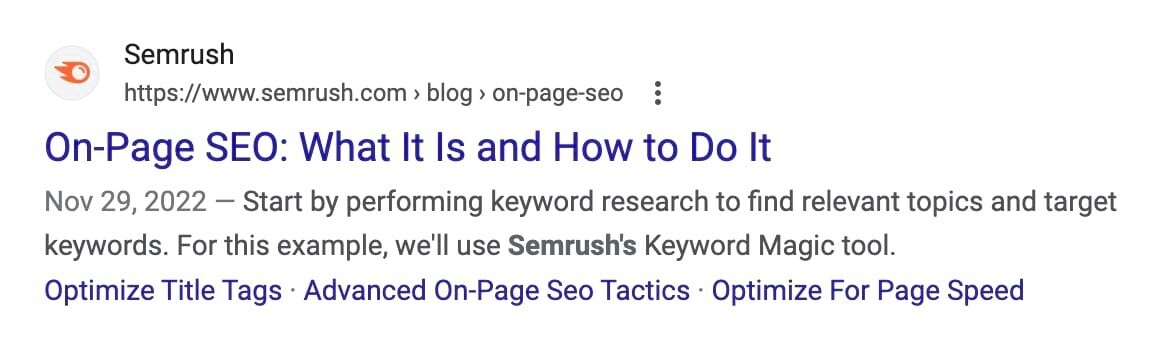 An example of meta description on Google SERP