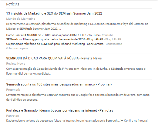 print do google alertas para semrush