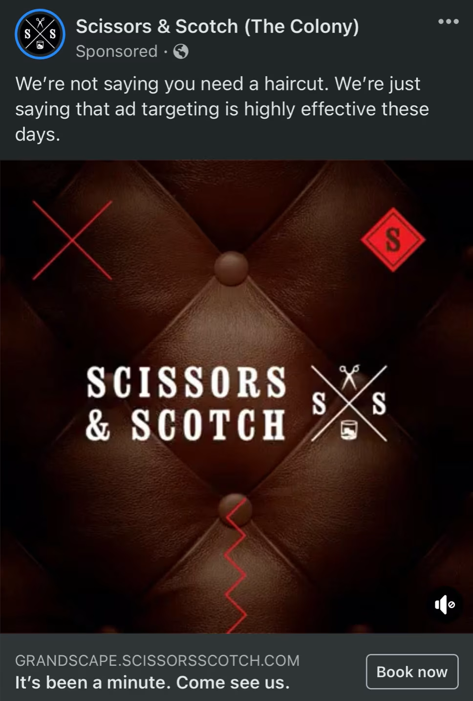 Scissors & Scotch Instagram ad mentioning ad targeting to their audience.